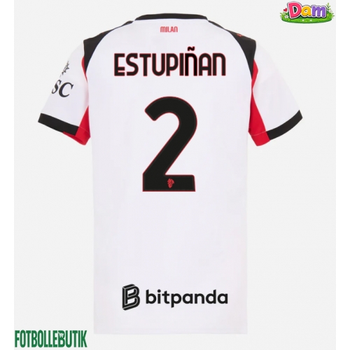 AC Milan Pervis Estupinan #2 Bortatröja Kvinnor 2025-26 Kortärmad